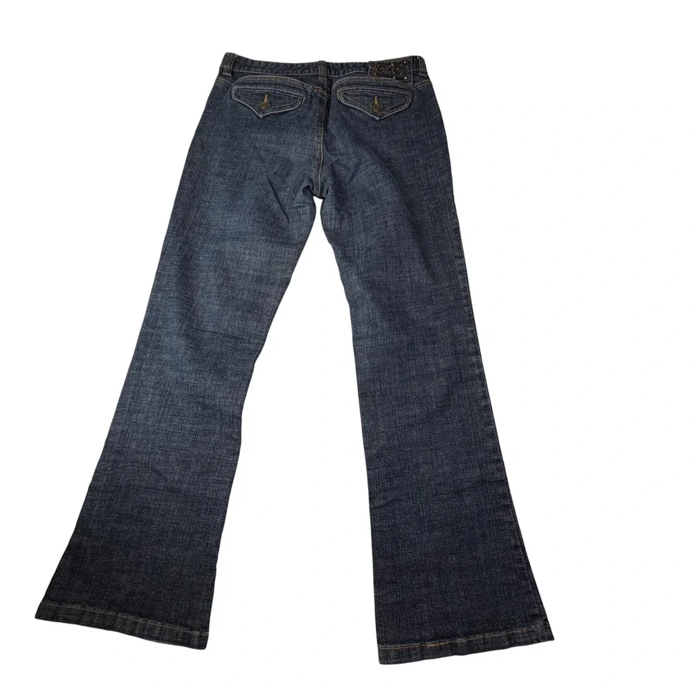 Michael Kors Flare Jeans Blue Studded Flap Pocket Y2K Western Moto Size 10